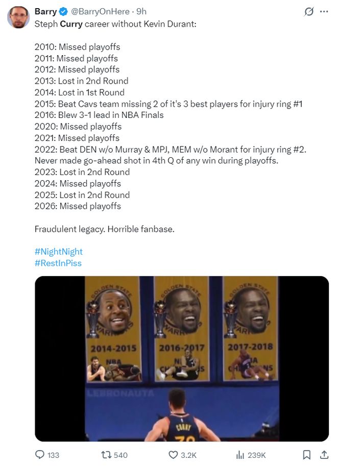 库里附加赛G2低迷难救主，生涯起伏引争议